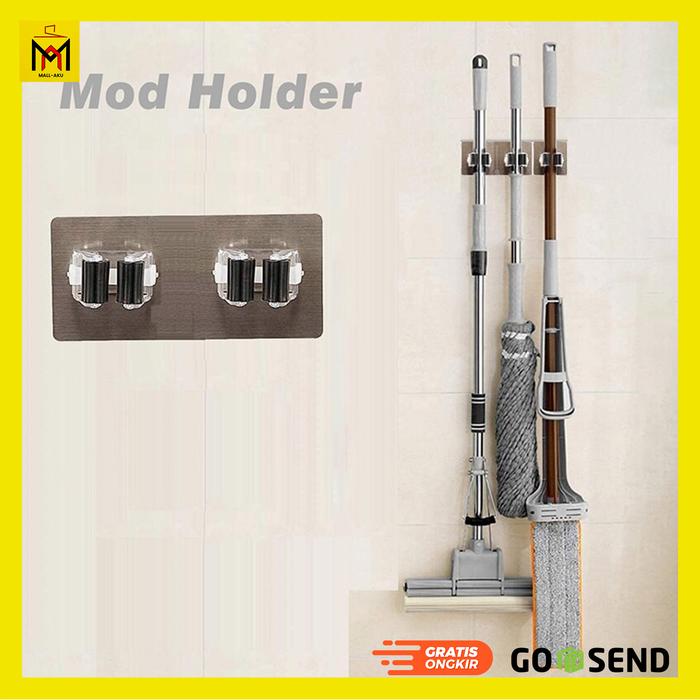 Gambar Gantungan Dinding Tempel Sapu Pel Adhesive Mop Holder Double Slot dari MALL-AKU undefined Tokopedia