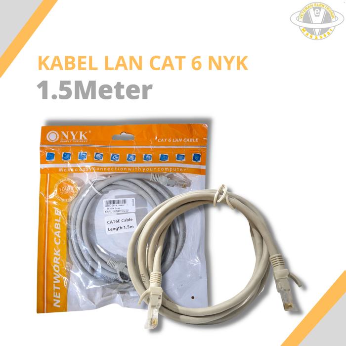 Gambar Kabel Lan / RJ45 UTP Cat 6 1,5/3/5/10/15 Meter NYK - 1.5Meter dari Veteran Elektronik Mks undefined Tokopedia