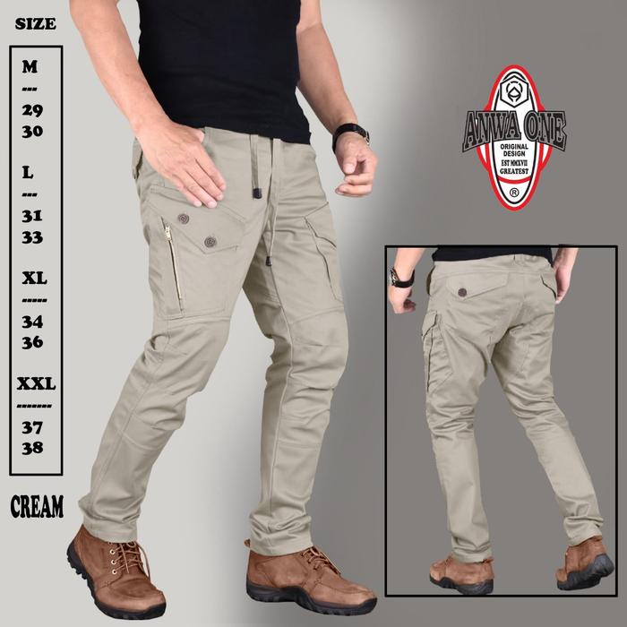 Gambar Juragan Busana-Celana Cargo Tactical Ziper Terbaru/Celana Outdoor Pria - Cream, XL dari juragan busana undefined Tokopedia