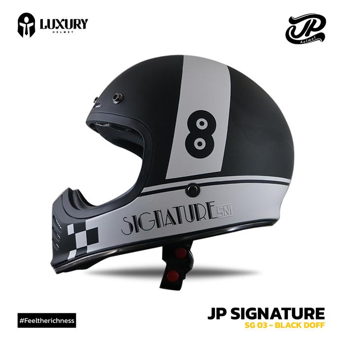 Gambar Helm Cakil - Helm Jp Retro Signature - SG03 - Classis - Black Doff, L dari LuxuryHelmet undefined Tokopedia