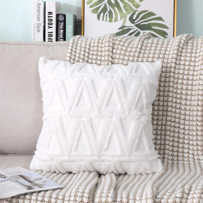 Gambar Nordic Pillow Cushion Cover / Sarung Bantal Sofa Kursi Tebal Halus - Triangle White dari Et Felicel undefined Tokopedia