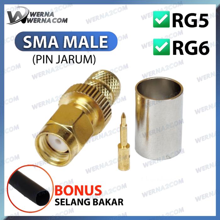 Gambar KONEKTOR SMA Male / RP SMA Male Crimp untuk RG5 - RG6 - SMA MALE dari Werna-Werna Komputer undefined Tokopedia