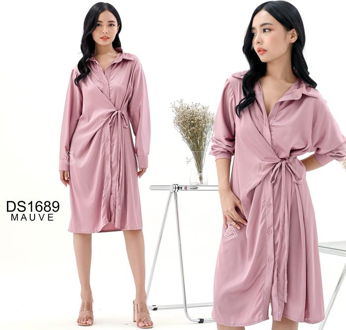 Gambar SEOLA - DS1689 - Dress Satin Midi Casual - MAUVE dari seola.id undefined Tokopedia