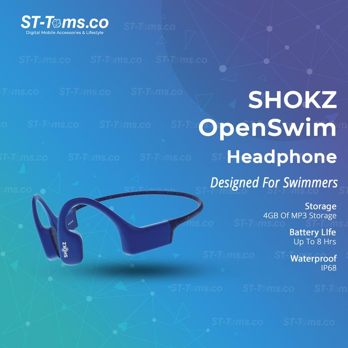 Gambar Shokz OpenSwim Bone Conduction MP3 Waterproof Headphones for Swimming - Blue dari ST-Toms.co undefined Tokopedia