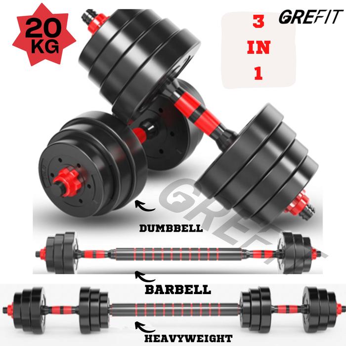 Gambar 2 in 1 Adjustable Dumbbell Set Barbell Alat Fitness Gym Home Barbel - 20 KG dari GREFIT undefined Tokopedia