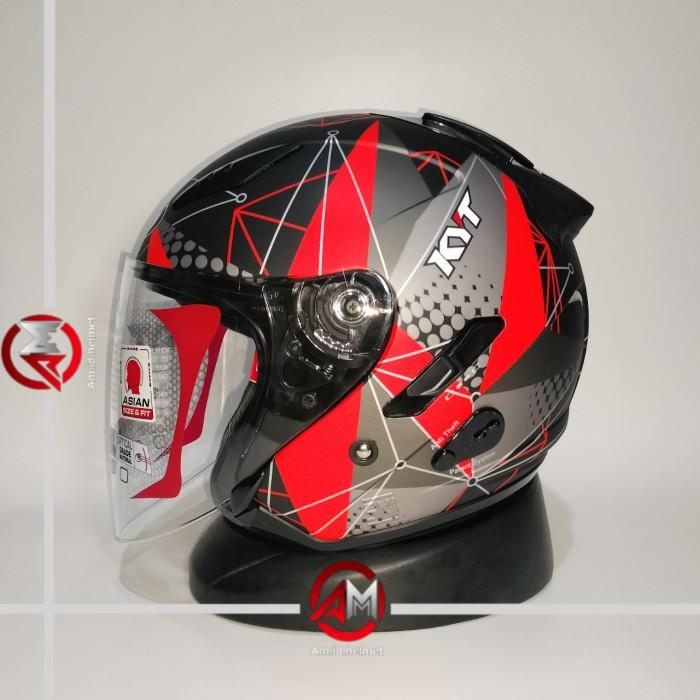 Gambar HELM KYT GALAXY FLAT R MATRIX BLACK MATT RED DOUBLE VISOR HALF FACE - M dari Am.id.helmet undefined Tokopedia
