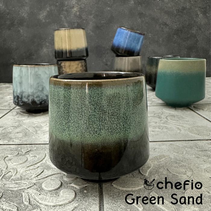 Gambar Chefio Gelas Keramik Zen Ocha Cup Jepang / Mug / Cangkir Teh Kopi - Green Sand dari Chefio Kitchenware undefined Tokopedia