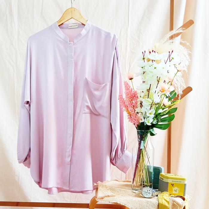 Gambar Blouse Wanita Lengan Panjang Katun Rayon Twill - Marigold Blouse - DustyPink dari andrushomme undefined Tokopedia