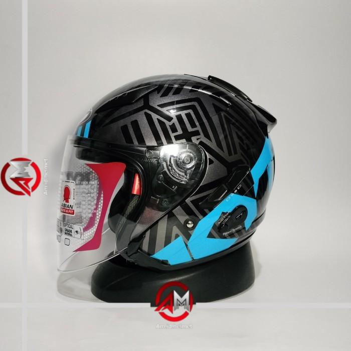 Gambar HELM KYT GALAXY FLAT R NEON AQUA BLUE GUNMETAL DOUBLE VISOR HALF FACE - M dari Am.id.helmet undefined Tokopedia