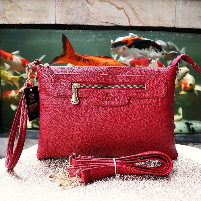 Gambar Akaci Premium Original Tas Selempang 2 ruang Clutch 2 Tali 257033 THR - marun dari BagQue undefined Tokopedia