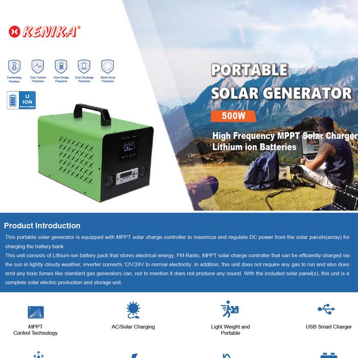 Gambar PORTABLE SOLAR POWER GENERATOR 500W KENIKA w/ Radio FM [PIM500-LI] dari MinovTech undefined Tokopedia
