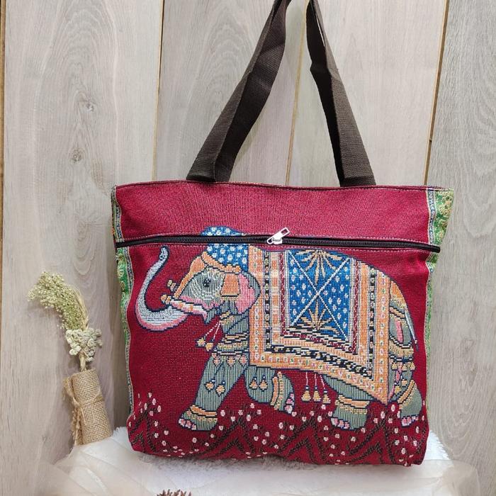 Gambar TAS THAILAND BANGKOK / TOTE BAG IMPORT KANVAS OWL GAJAH / TAS KULIAH - gajah i dari arkbagstore undefined Tokopedia