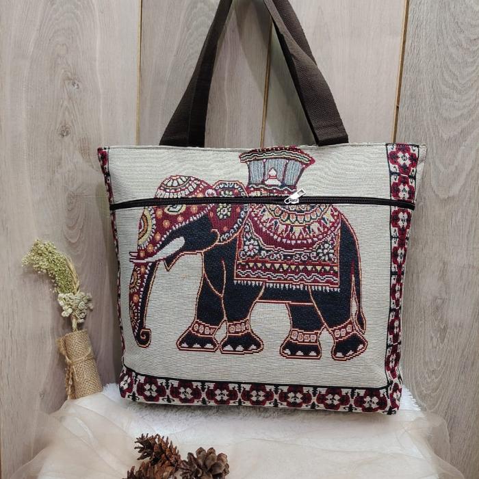 Gambar TAS THAILAND BANGKOK / TOTE BAG IMPORT KANVAS OWL GAJAH / TAS KULIAH - GAJAH C dari arkbagstore undefined Tokopedia