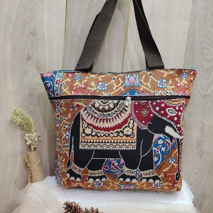 Gambar TAS THAILAND BANGKOK / TOTE BAG IMPORT KANVAS OWL GAJAH / TAS KULIAH - Gajah H dari arkbagstore undefined Tokopedia