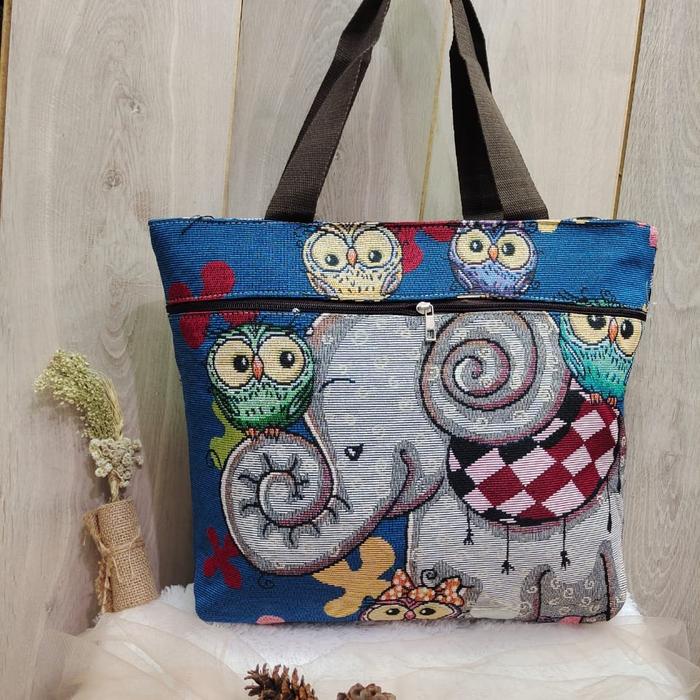 Gambar TAS THAILAND BANGKOK / TOTE BAG IMPORT KANVAS OWL GAJAH / TAS KULIAH - GAJAH B dari arkbagstore undefined Tokopedia