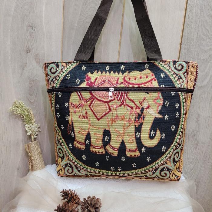 Gambar TAS THAILAND BANGKOK / TOTE BAG IMPORT KANVAS OWL GAJAH / TAS KULIAH - GAJAH E dari arkbagstore undefined Tokopedia
