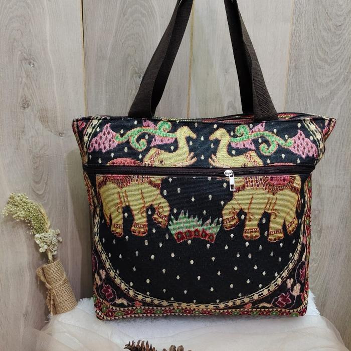Gambar TAS THAILAND BANGKOK / TOTE BAG IMPORT KANVAS OWL GAJAH / TAS KULIAH - GAJAH G dari arkbagstore undefined Tokopedia