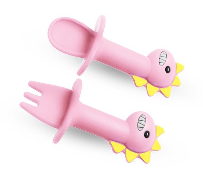 Gambar Keola Silicone Feeding Set Sendok Garpu Training Dino Teether Baby MPA - Dino Pink dari KEOLA undefined Tokopedia