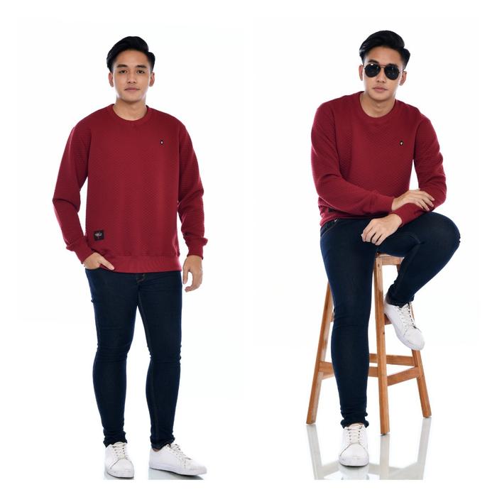 Gambar crewneck pria polos crewneck pria crewneck premium - Merah, XL dari Ropi Denim78 undefined 5 Tokopedia