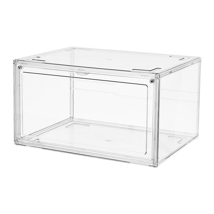 Gambar Kotak Sepatu Akrilik Full Transaparan | Shoe Box Display Bening - Bukaan Samping dari Smile Home Indonesia undefined Tokopedia