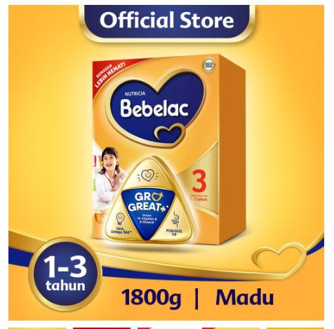 Gambar Bebelac 3 Madu/Vanila Susu Pertumbuhan Bubuk 1800 gr - Madu dari Feina Mart undefined Tokopedia
