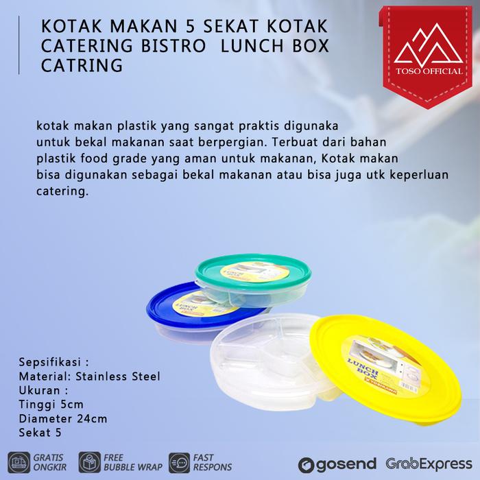Gambar Kotak Makan 5 Sekat / Kotak Catering Bistro / Lunch box Catring dari Toso Mart undefined Tokopedia