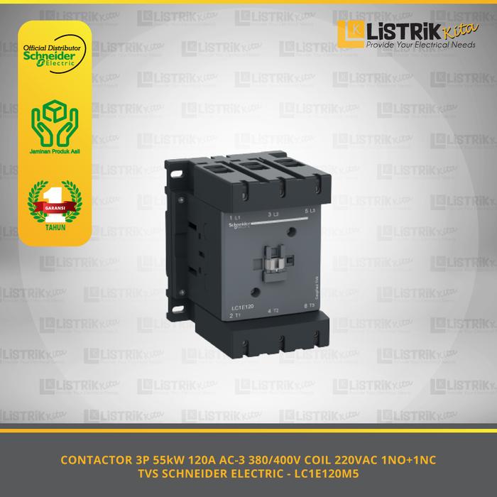 Promo Kontaktor SCHNEIDER TVS 3P 120A 440V COIL 220VAC - LC1E120M5 ...