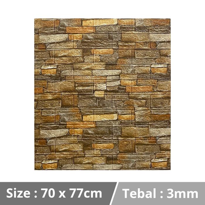 Gambar Wallpaper Dinding 3D Foam Batu Alam Dekorasi Stiker Dinding 70 x 77cm - BatuAlam Coklat, 70x38cm dari UNITY Home Decor undefined Tokopedia