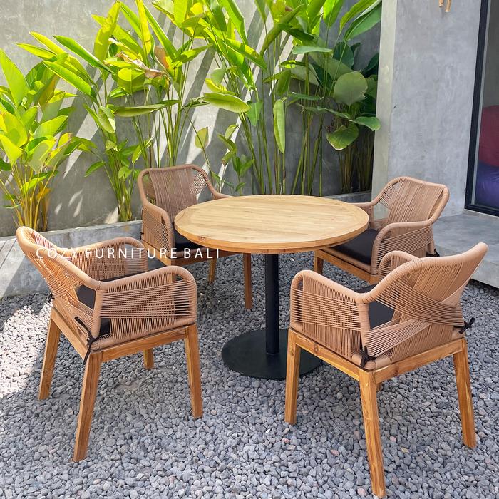 Jual Rattan Synthetic Dining set Cafe Indoor Outdoor Meja Makan