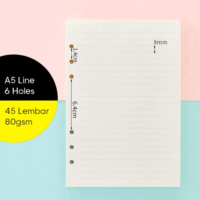 Gambar Isi Binder 6 Hole Ring / Dot Grid A5 A6 A7 / Refill Kertas Loose Leaf - Line, A5 6 Ring dari Artopia Art Store undefined Tokopedia