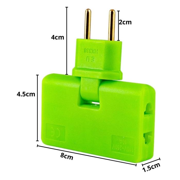 Gambar Power Socket Plug in 3 Lubang Stop kontak Steker Lipat 3 Cabang - HIJAU MUDA dari Mynoona Toona undefined Tokopedia