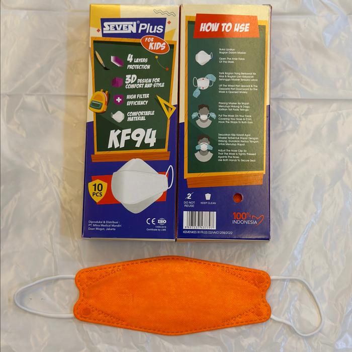 Gambar Masker Seven Plus Kids KF94 4ply / Masker Anak KF 94 isi 10 - ORANGE KF KIDS dari DMonline undefined Tokopedia
