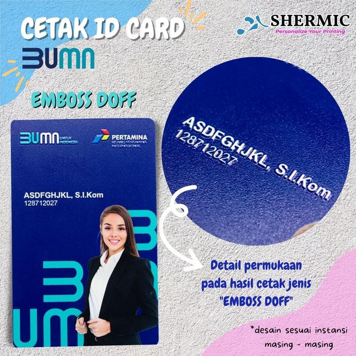 Gambar Cetak Custom Print UV DESAIN ID CARD BUMN NAME TAG PVC RFID E-TOLL - Emboss Doff, Emoney Mandiri dari Shermic UV Print undefined Tokopedia