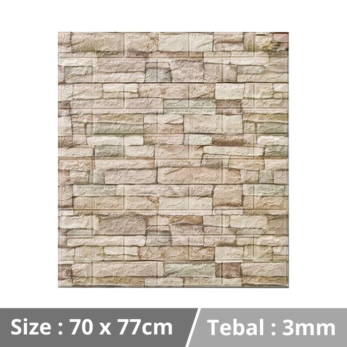 Gambar Wallpaper Dinding 3D Foam Batu Alam Dekorasi Stiker Dinding 70 x 77cm - Batu Alam Cream, 70x38cm dari UNITY Home Decor undefined Tokopedia