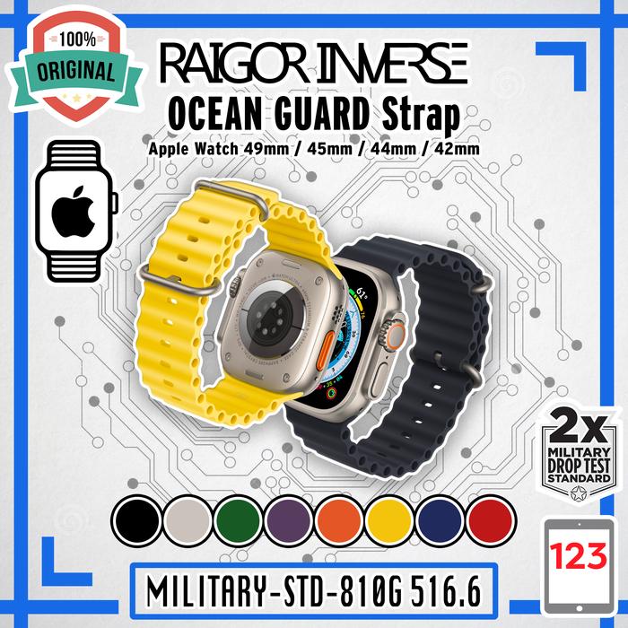 Strap Apple Watch Ultra 49 45 44 42 Raigor Inverse Ocean Guard Rubber  Black