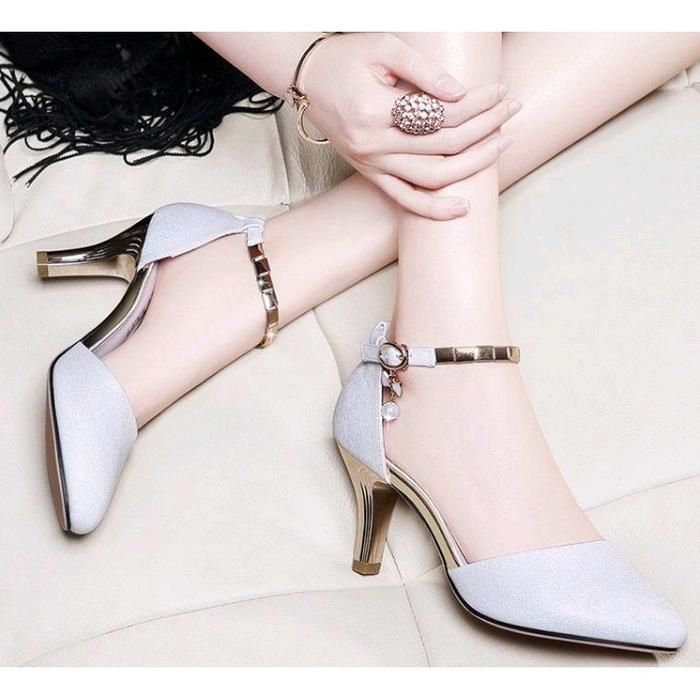 Gambar Sandal High Heels Wanita Korea Cantik Pesta Murah Warna Pink & Biru - Abu-abu, 37 dari Toko Ganteng & Cantik undefined Tokopedia