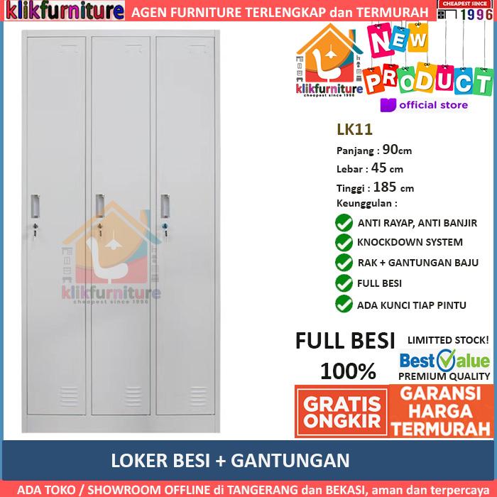 Promo Locker Besi / Loker Besi / Loker 3 Pintu + Gantungan Baju LK11 ...