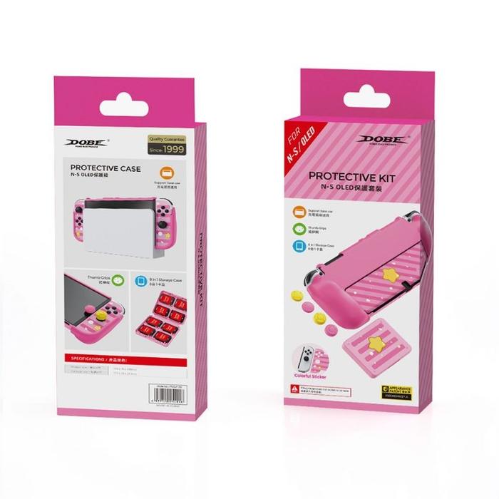 DOBE PROTECTIVE KIT FOR NINTENDO SWITCH OLED SWITCH OLED CASE Merah Muda