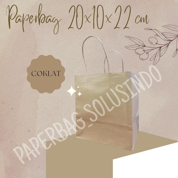 Gambar paperbag/paper bag/tas kertas/kantong kertas warna COKLAT 20X10X22 - Cokelat dari PAPERBAG SOLUSINDO undefined Tokopedia