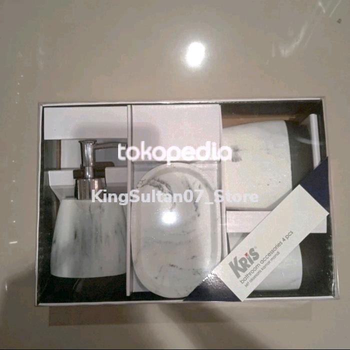 Gambar Tempat sabun/Set Aksesoris Kamar Mandi Polyresin 4 Pcs Stora - Putih dari KingSultan07_NEW undefined Tokopedia