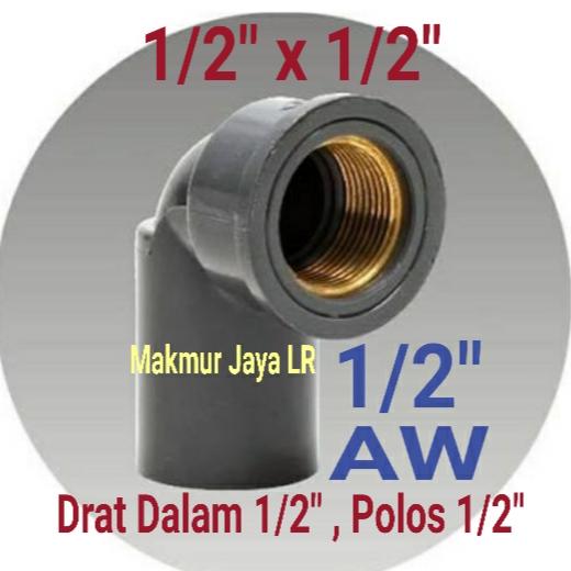 Gambar KENI DRAT DALAM Kuningan 1/2 3/4 1/2 x 3/4 inch PVC FAUCET KNEE ELBOW - 1/2" x 1/2" dari MAKMUR JAYA LR undefined Tokopedia