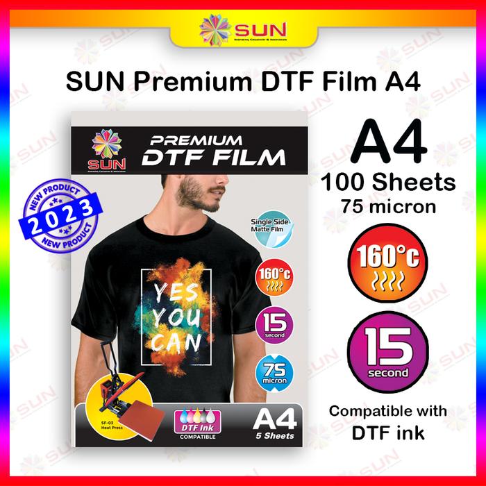 Gambar Kertas DTF A4 - SUN Transfer Film DTF (Sablon Kaos Katun) - 100 lembar, Surabaya dari Sun Indonesia undefined Tokopedia