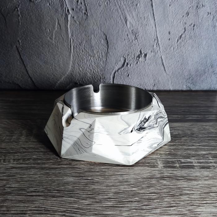Gambar Asbak Ashtray Aesthetic DIAMOND MARBLE WHITE Stainless Concrete Semen - MARBLE PUTIH, dengan stainles dari Konkreated undefined Tokopedia