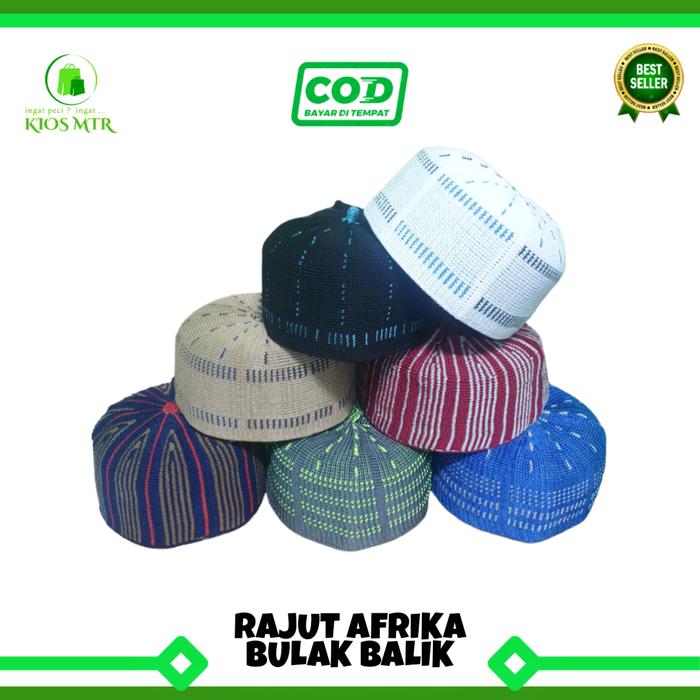 Gambar Peci Rajut BB Afrika Extra tebal murah , Kopiah haji bulak balik - Random dari kios MTR undefined Tokopedia