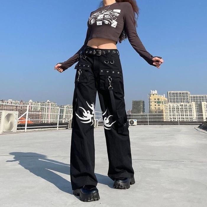 Street Cargo Pants Women Rave Pants Cargo Pants Woman MEINVQIAOTI