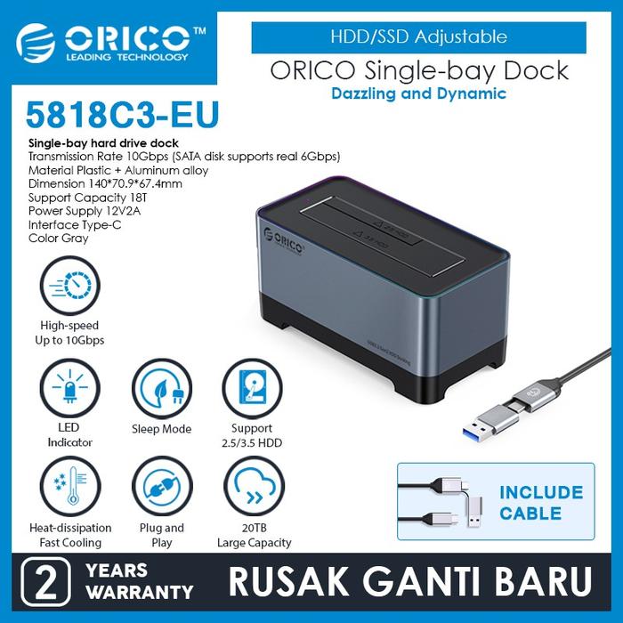 Jual ORICO 5818C3 HDD/SSD 10Gbps USB-C Gen Docking