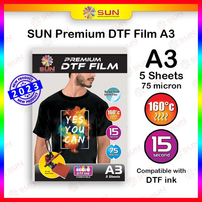 Gambar Kertas DTF A3 - SUN Transfer Film DTF (Sablon Kaos Katun) - 5 lembar, Surabaya dari Sun Indonesia undefined Tokopedia