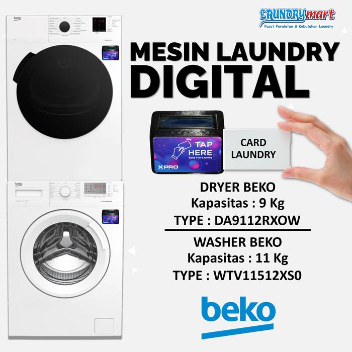 Gambar MESIN LAUNDRY STACKED WASHER BEKO 11KG + DRYER BEKO 9KG - STACK TAP KARTU dari Varindo Laundry Mart undefined Tokopedia