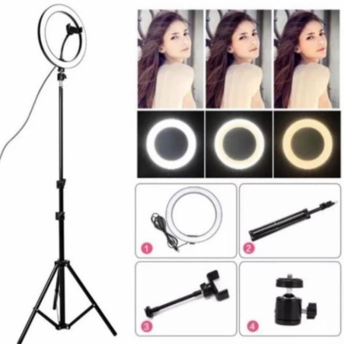 Gambar Tripot stand light ring set lengkap 26cm alat live streaming dari Suningstore undefined Tokopedia