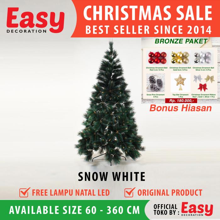 Gambar POHON NATAL MURAH BONUS HIASAN DAN LAMPU UKURAN 120 CM / 4 FT PINE - Snow White dari Easy Decoration undefined Tokopedia